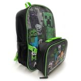 Mochila Com Lancheira Para Meninos Bioworld Minecraft