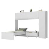 Cama De Solteiro Com Colchão/guarda Roupa/mesa De Cabeceira Retrô Dublin Multimóveis Mp4037 Branca