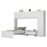 Cama De Solteiro Com Colchão/guarda Roupa/mesa De Cabeceira Retrô Dublin Multimóveis Mp4037 Branca/preta
