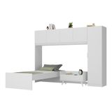 Cama De Solteiro Com Guarda Roupa E Mesa De Cabeceira Retrô Dublin Multimóveis Mp4033 Branca