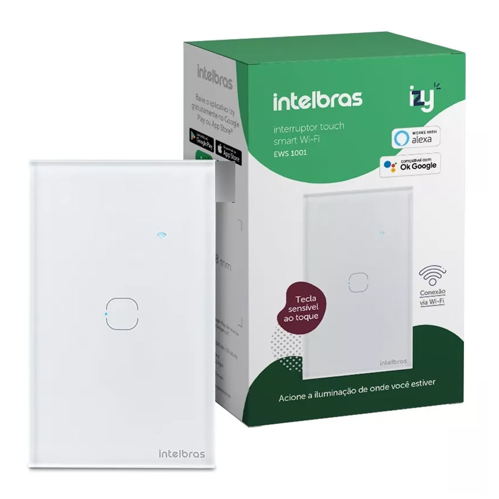 Interruptor Smart Inteligente Touch Wi-fi 1 Tecla Ews 1001 Branco Intelbras