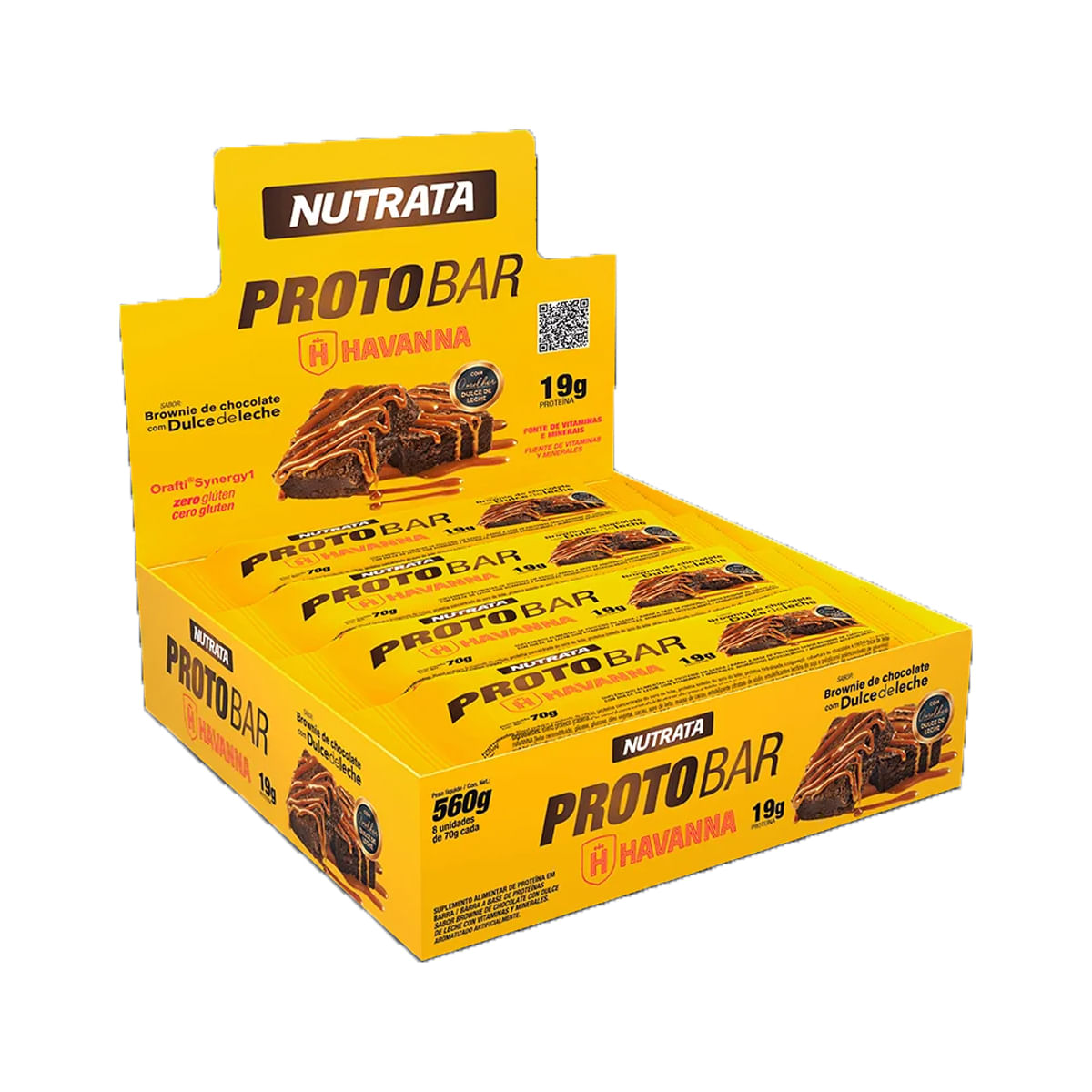 Barra De Proteína Protobar Havanna Brownie Chocolate C/dulce De Leche 8 Unidades 70g Nutrata