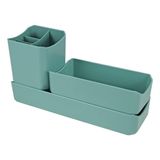 Organizador De Mesa- Maquiagem - Porta Treco - Caneta 3 Peças Linha Loft Turquesa