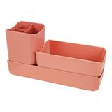 Organizador De Mesa- Maquiagem - Porta Treco - Caneta 3 Peças Linha Loft Salmão