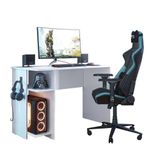 Mesa Para Computador Gamer Com 2 Prateleiras Cor Branco - Qmovi