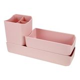 Organizador De Mesa- Maquiagem - Porta Treco - Caneta 3 Peças Linha Loft Rosa