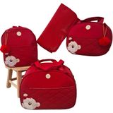 Bolsa Maternidade Bebê Kit 4 Peças Urso Vermelha Impermeável