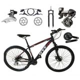 Bicicleta Aro 29 Gti Roma Câmbios Shimano Altus 24v K7 Freios Hidráulicos Garfo Trava - Preto/vermelho Tam.17