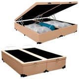 Cama Box Baú Casal Bipartido Sintético Sereneprime Bege 138x188x44