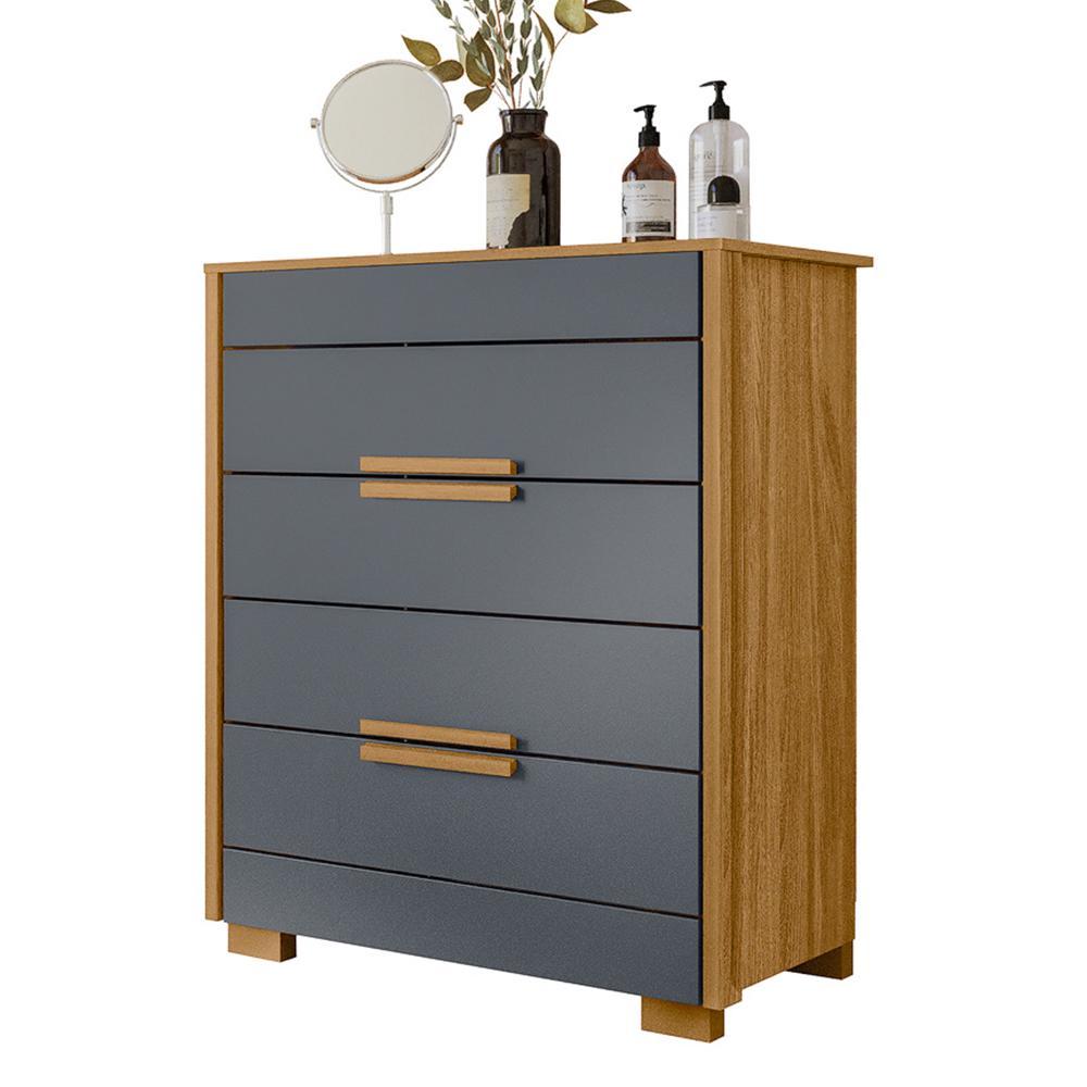 Cômoda Dhara 4 Gavetas Freijó/cinza - Moval