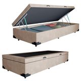 Cama Box Baú Solteiro Suede Sereneprime Bege 88x188x44