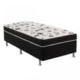 Cama Box Conjugada Solteiro 43cmx88cmx188cm D28 Union Ortopedic Ortobom Preto/Branco