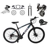 Bicicleta Aro 29 Gti Roma Câmbios Shimano Altus 24v K7 Freios Hidráulicos Garfo Trava - Preto/azul Tam.15