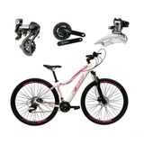 Bicicleta Aro 29 Ksw Mwza Feminina Shimano Altus 24v Freios Hidráulicos Garfo Com Trava - Branco/rosa Tam.17