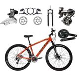 Bicicleta Aro 29 Gti Roma Câmbios Shimano Altus 24v K7 Freios Hidráulicos Garfo Trava - Laranja Tam.19