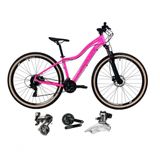 Bicicleta Aro 29 Absolute Hera Feminina Shimano Altus 24v Freio Disco Hidráulico Garfo Trava Pneus Bege - Rosa Tam.15