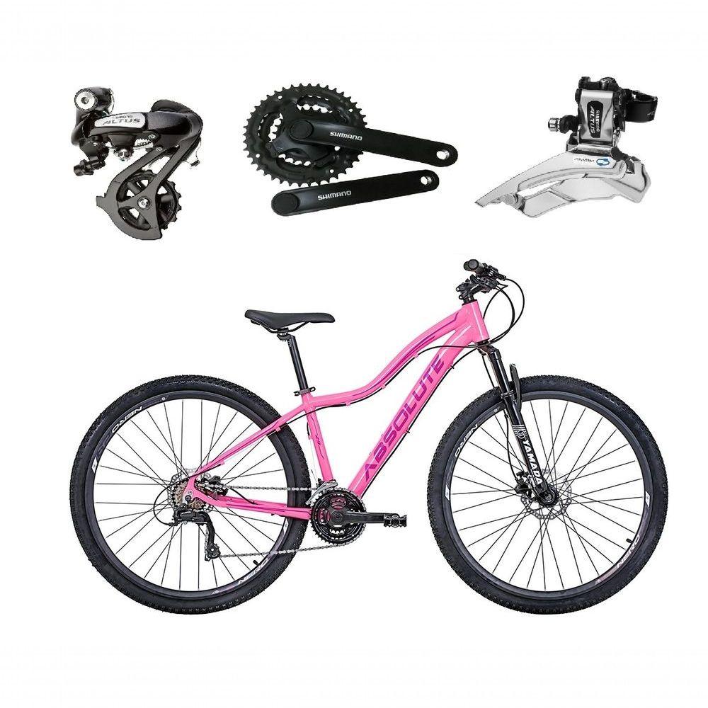 Bicicleta Aro 29 Absolute Hera Feminina Shimano Altus 24v K7 Freios Hidráulicos Garfo Trava - Rosa Tam.15