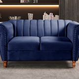 Namoradeira Realeza Sofá Chesterfield Decoração Sala Recepção Estilo Retrô Azul Marinho