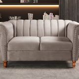 Namoradeira Realeza Sofá Chesterfield Decoração Sala Recepção Estilo Retrô Cinza Capuccino