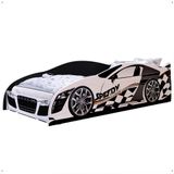 Mini Cama Infantil Carro Corrida Speedy MDF Montessoriana Proteção Lateral Decoração Kids Tema Quarto Menino - Branco/Preto – RPM