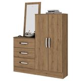 Cômoda Multiuso 2 Portas E 3 Gavetas Com Espelho B700-94 Cor Rustico - Briz