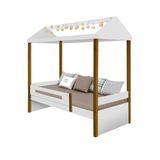 Cama De Solteiro Infantil Casinha Com Led Branco Mel