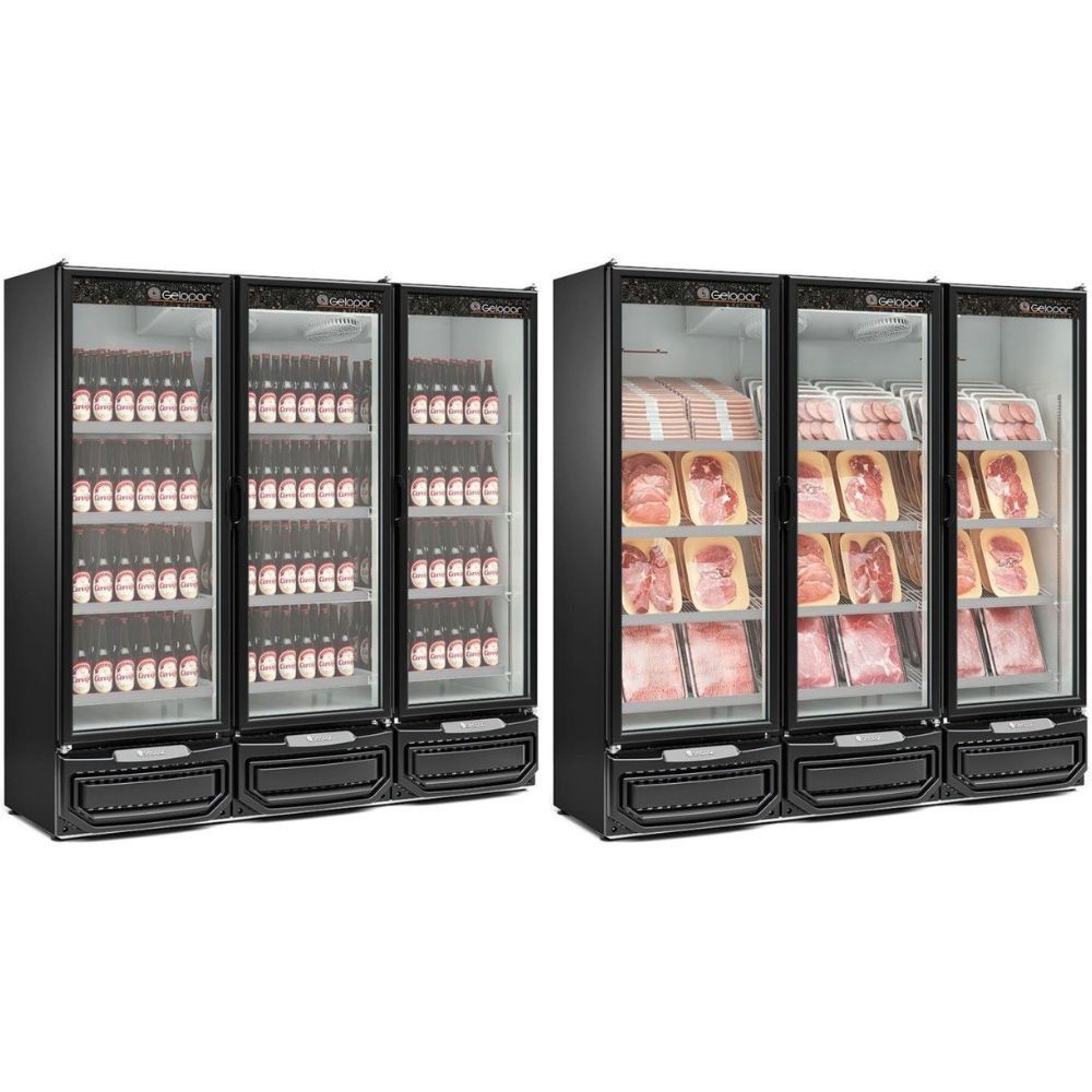 Expositor Vertical 3 Portas De Vidro Gcbc1450 Gelopar Refrigerador 1468 Litros Preto 220v