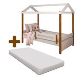 Cama De Solteiro Casinha Montessoriana Elis Divaloto Branco E Mel