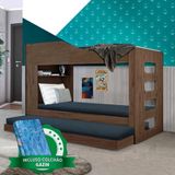 Treliche Solteiro 100% Mdf Amêndoa Hibisco Incabrás Com 3 Colchões Gazin