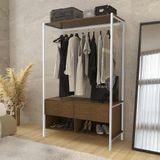 Guarda Roupa Closet Solteiro Industrial 2 Gavetas Imbuia Branco Ahri Steel Mobile