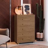 Cômoda Para Quarto 5 Gavetas Grande Castanho Paris Fênix