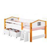 Cama Infantil Com Baú Solteiro Casinha Branco Preto Elza Divaloto