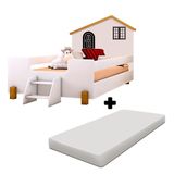 Cama Montessoriana Casinha Infantil Branco Preto Com Colchão Belíssima Divaloto