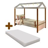 Cama Montessoriana Solteiro Casinha Colchão Branca-mel