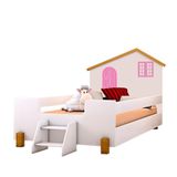 Cama Para Criança Casinha Branco Rosa Belíssima Divaloto