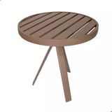 Mesa Mesinha Lateral Lótus Com Tampo Ripado Marrom