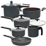 Conjunto De Panelas Com Panela De Pressão 7,5l Ceramic Life Preserve Vapt Cinza 6 Peças - Brinox