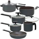 Conjunto De Panelas Com Panela De Pressão 3l Ceramic Life Preserve Vapt Cinza 6 Peças - Brinox