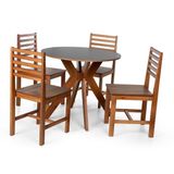 Conjunto Mesa De Jantar Marci 90cm E 4 Cadeiras Luna Assento Mdf – Madeira Maciça Preto/amadeirado