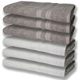 6 Toalhas Grande Super Felpudas E Grossa Algodão 80x150 Branco+cinza