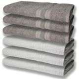 6 Toalhas Grande Super Felpudas E Grossa Algodão 80x150 Itália Soft Beka - Branco/cinza