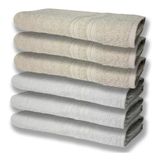 6 Toalhas Grande Felpudas E Grossa 80x150 Branco+bege