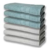 6 Toalhas Grande Felpudas E Grossa 80x150 Branco+verde