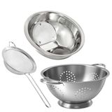 Kit Multiuso Escorredor De Arroz, Macarrão E Peneira Aço Inox Prime - Quality House