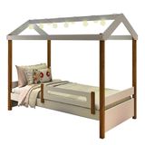 Cama Solteiro Led Casinha Montessoriana Branco-mel