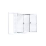 Janela Veneziana Alumínio de Correr Lateral 2 Folhas Móveis 1 Fixa Lucasa Ideale Ullian 100cmx120cm Branco