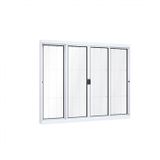 Janela de Correr Alumínio Central 2 Folhas Móveis 2 Fixas com Grade Lucasa Ideale  120cmx150cm Branco