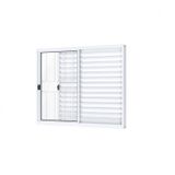 Janela Veneziana de Correr Lateral 3 Folhas com Grade Riobras Alumínio  100cmx100cm Branco