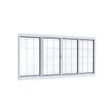 Janela de Correr Aço 4 Folhas com Grade Quadrada Lucasa Facilità 120cmx150cm Branco