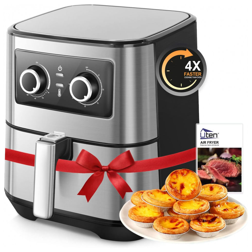 Fritadeira Eletrica Airfryer 5.5l De Capacidade E Painel De Controle Digital E Temporizador, 1700w, 110v, Uten, Preto